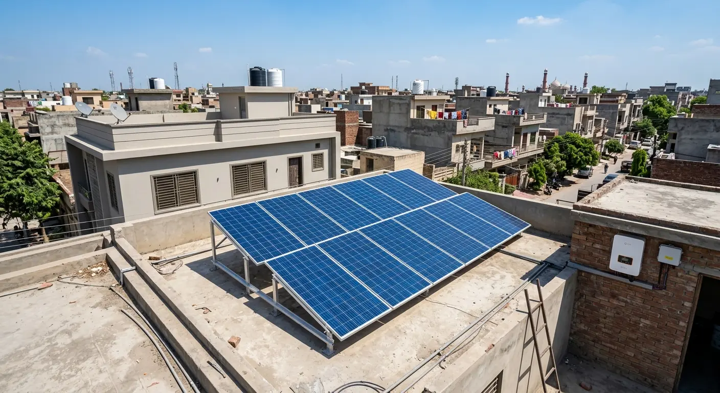 5kW rooftop solar system installed on a residential home in Lahore, Pakistan
